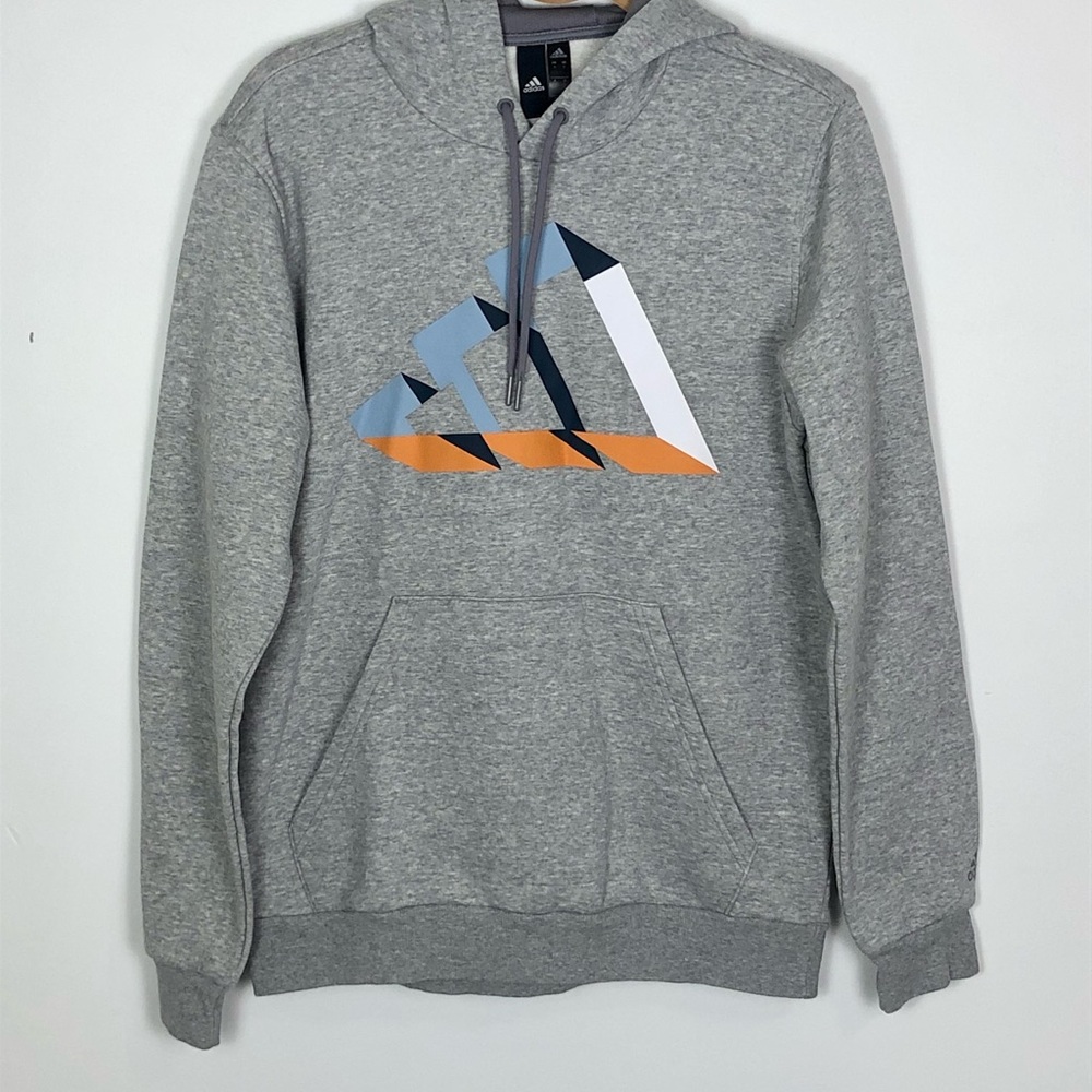 Adidas Gray Pullover Hoodie Men’s Small with Triangular Design